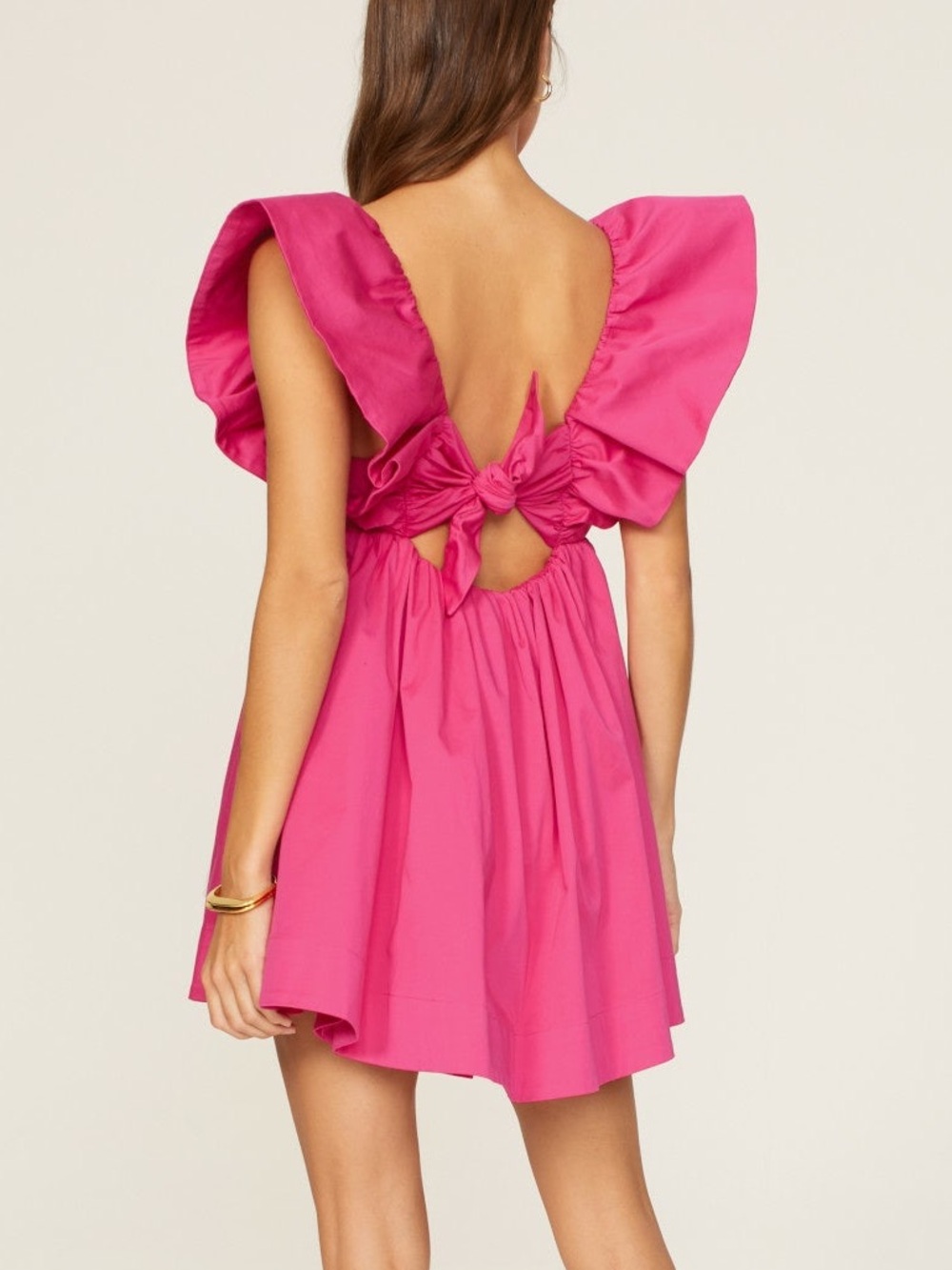 For Love & Lemons Clementine Pink Puff Sleeve Mini Dress Open Back 36970 - Picture 7 of 16